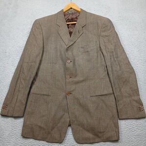 Mani Giorgio Armani Blazer 44L Brown Wool Silk Blend Sport Coat Italy